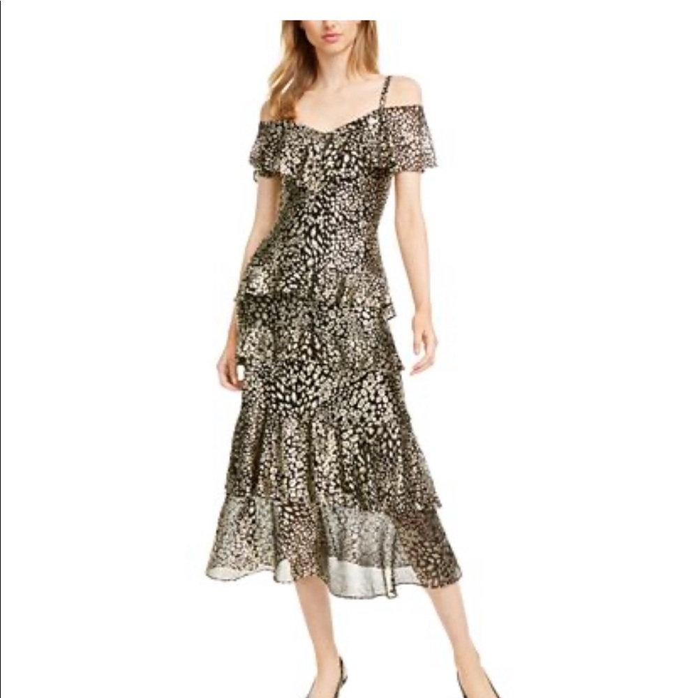 Rachel Roy tiered cold shoulder midi dress